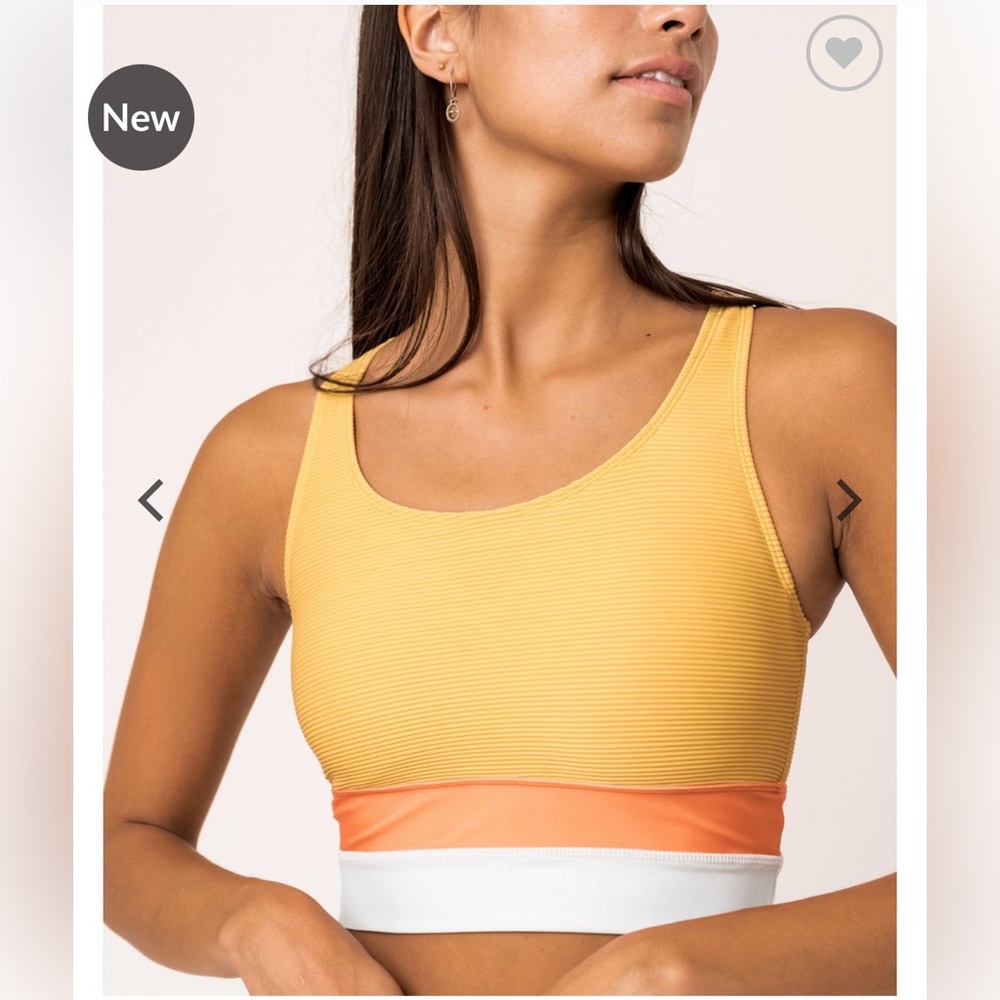 Nani Textured Malibu Cut Back Crop Top/swim Women XXS Removable Cups Yellow #599
